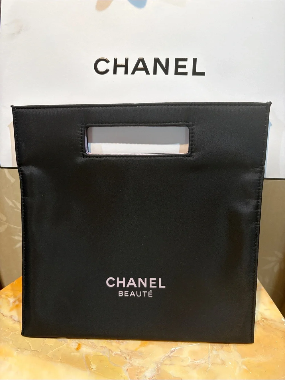CHANEL Black CHANEL Beauté Square Cosmetic Tote